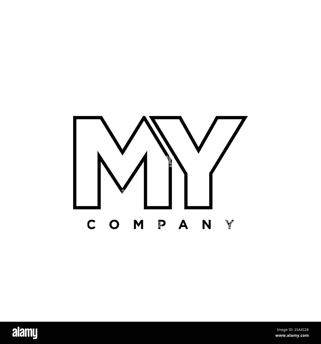 Letter M e Y alla moda, modello di design con IL MIO logo. Logotipo minimo basato su un monogramma iniziale per l'identità dell'azienda. Illustrazione Vettoriale