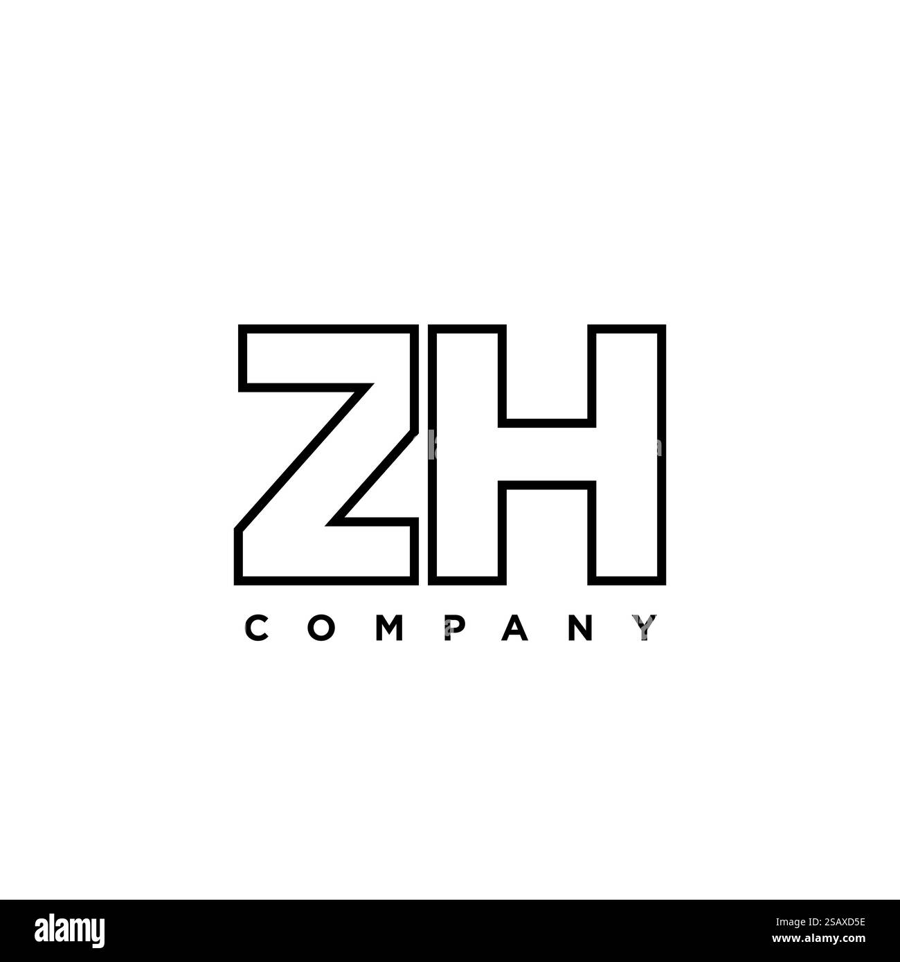 Modello di design Letter Z e H alla moda, con logo ZH. Logotipo minimo basato su un monogramma iniziale per l'identità dell'azienda. Illustrazione Vettoriale