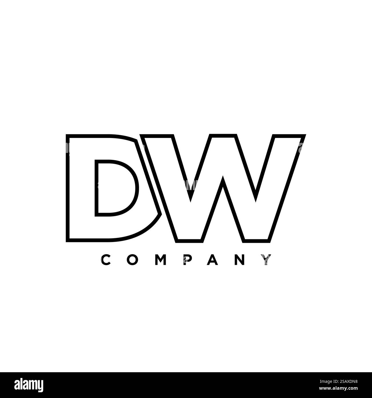 Modello di design Letter D e W alla moda, logo DW. Logotipo minimo basato su un monogramma iniziale per l'identità dell'azienda. Illustrazione Vettoriale