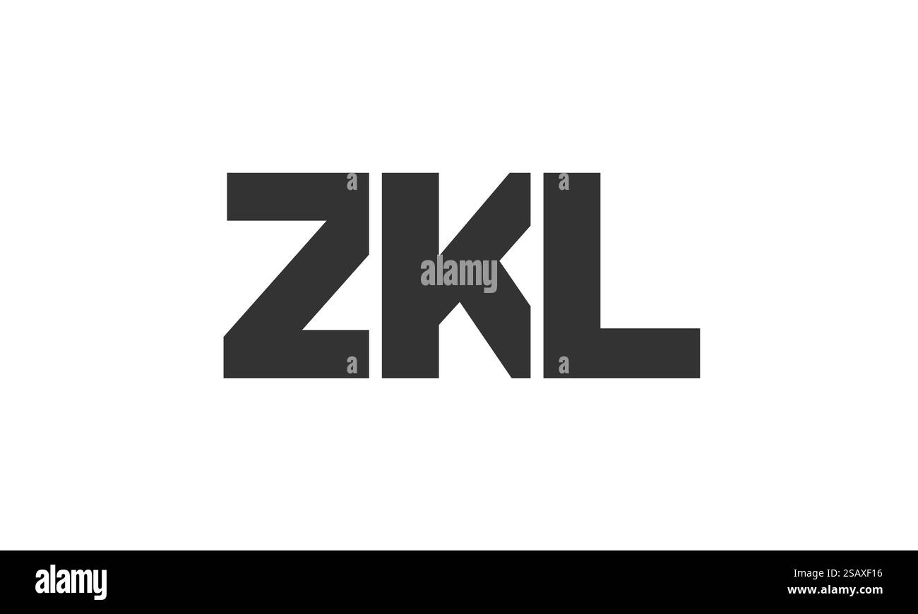 Modello di design con logo ZKL con testo in grassetto forte e moderno. Logotipo vettoriale iniziale con tipografia semplice e minima. Identità aziendale alla moda, ideale per la presenza del marchio aziendale. Illustrazione Vettoriale