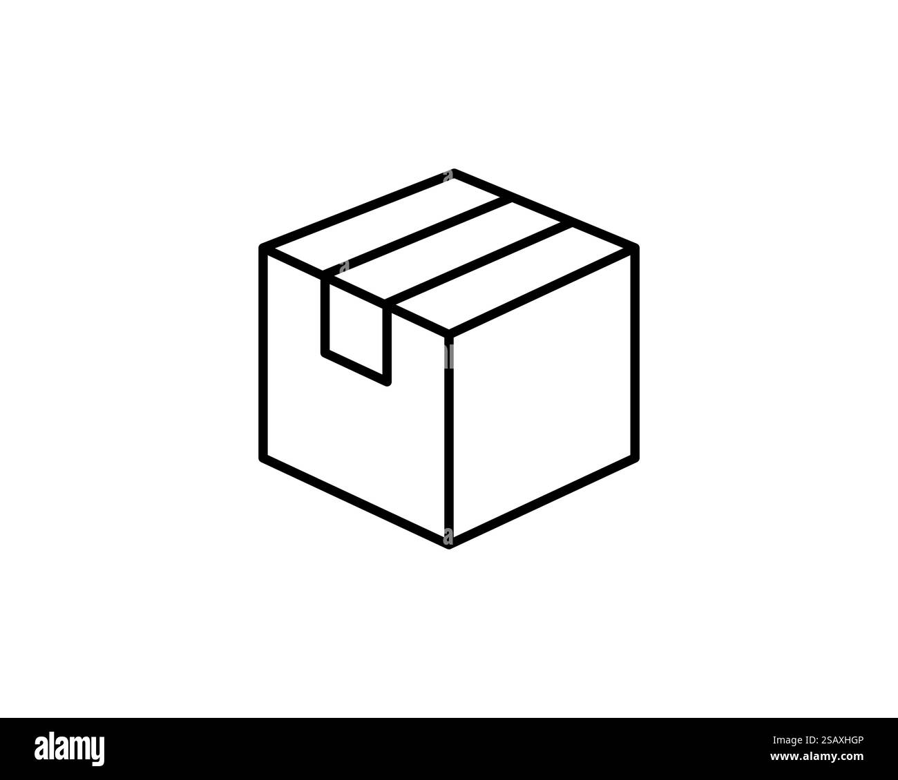 Icona del vettore di imballaggio della consegna. Icone scatola di cartone per il carico. Segni di forma geometrica sulla confezione di cartone. Icona del vettore di imballaggio della consegna. Icone scatola di cartone per il carico. Cartello della confezione di cartone dalle forme geometriche della linea. Illustrazione Vettoriale