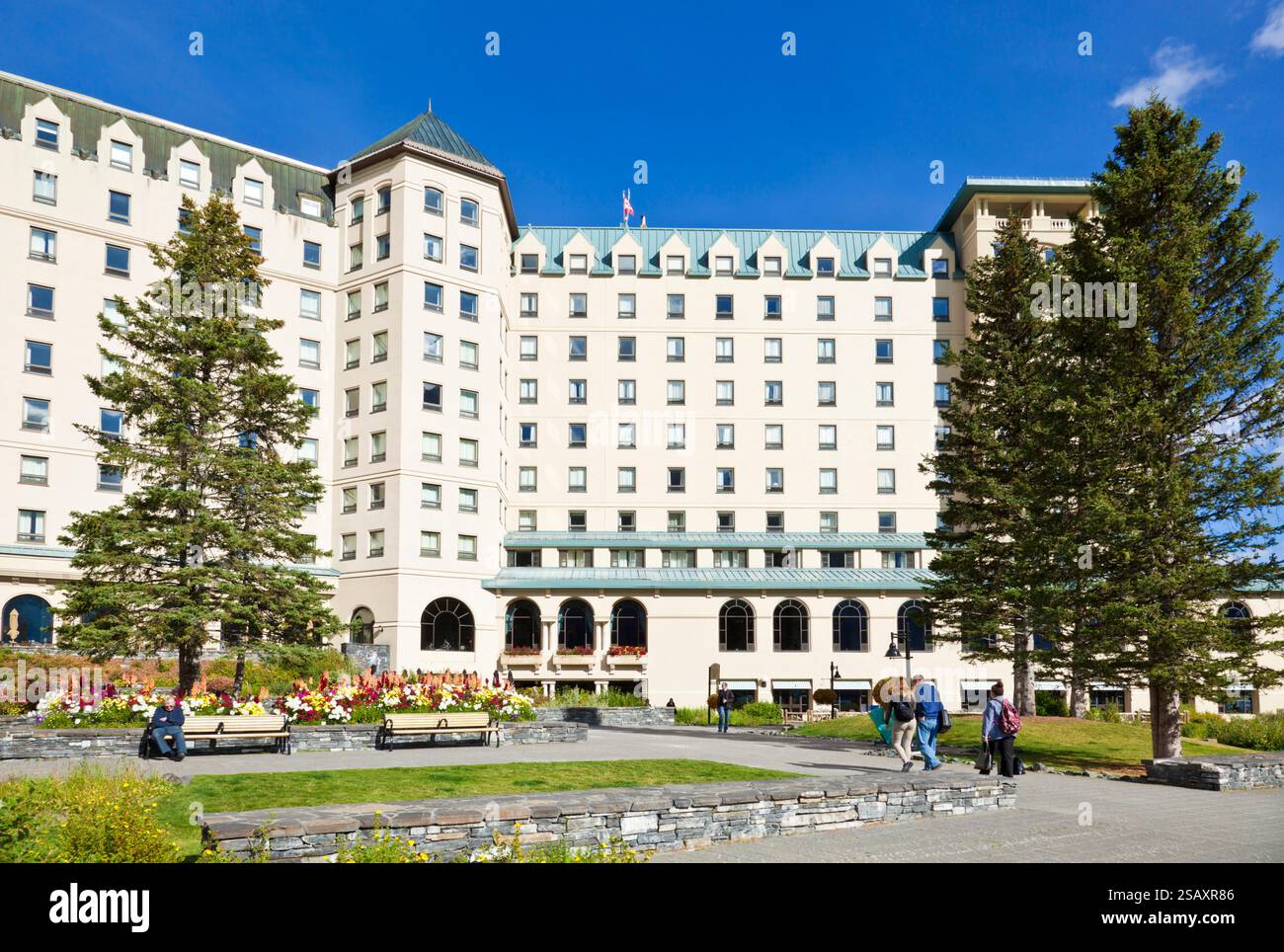 Lake Louise Banff National Park l'hotel Fairmont Chateau Lake Louise, Lake Louise Banff National Park Canadian Rockies Alberta canada Foto Stock