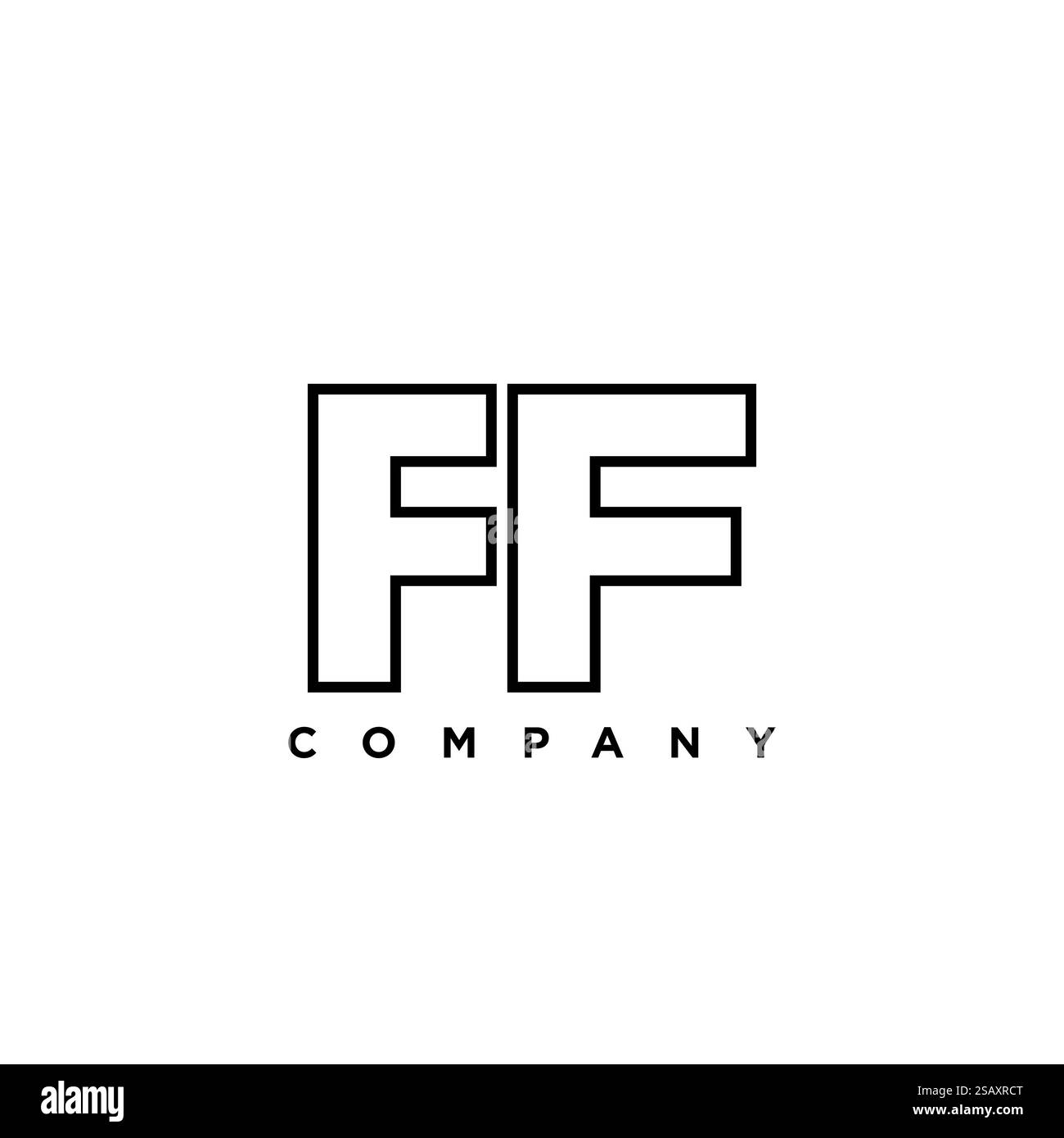 Modello di design Letter F e F, FF alla moda. Logotipo minimo basato su un monogramma iniziale per l'identità dell'azienda. Illustrazione Vettoriale