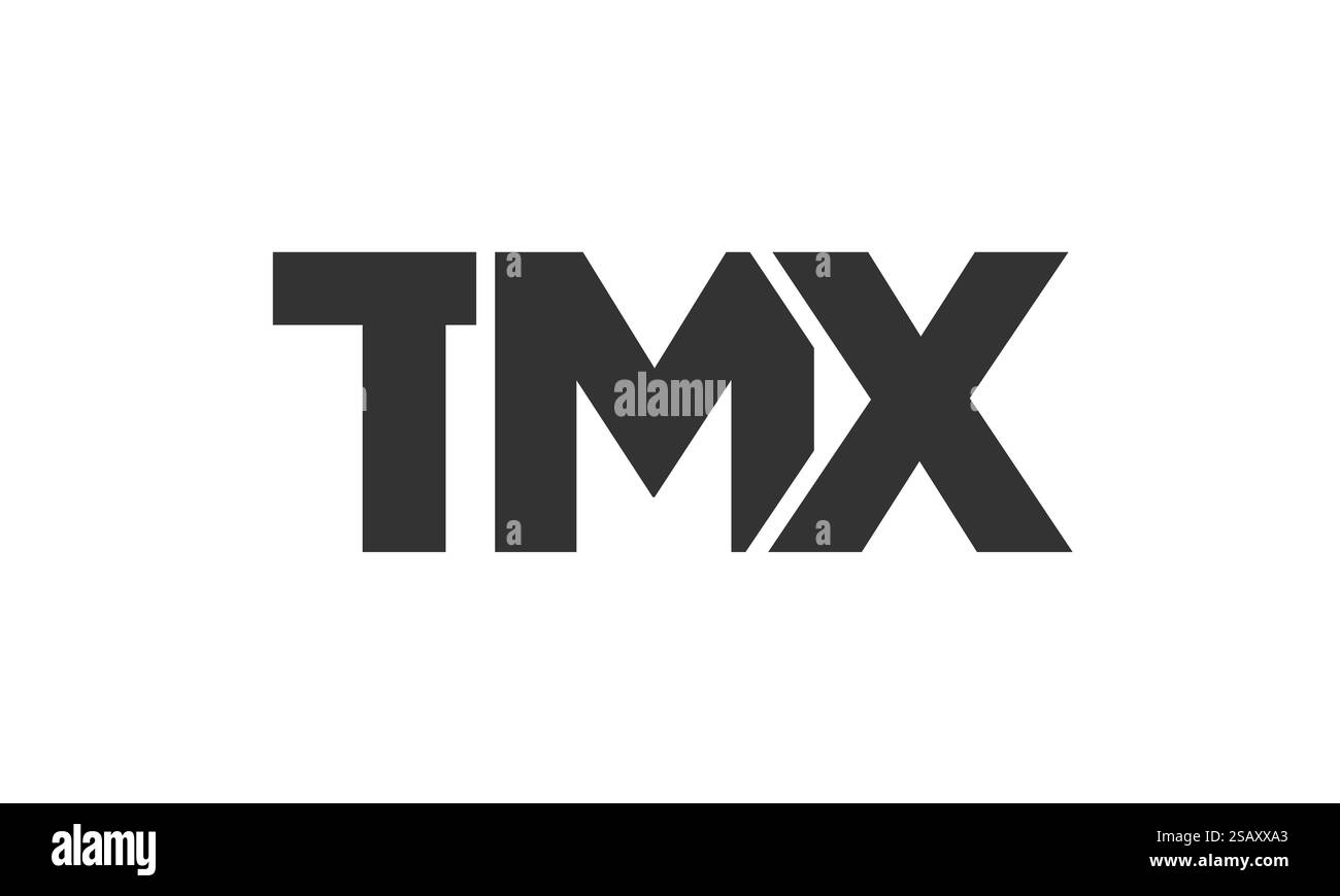 Modello di design con logo TMX con testo in grassetto forte e moderno. Logotipo vettoriale iniziale con tipografia semplice e minima. Identità aziendale alla moda, ideale per la presenza del marchio aziendale. Illustrazione Vettoriale