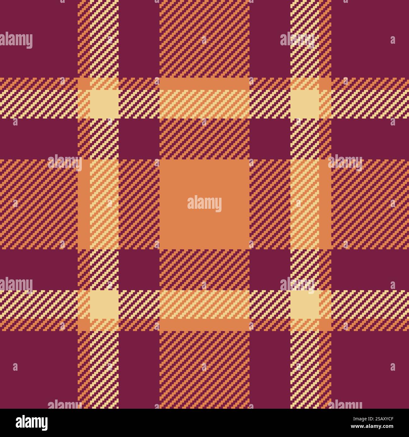 Tessuto di fondo a controllo di rete, motivo motivo tartan senza cuciture clan. Tessuto morbido a quadri vettoriali nei colori rosa e arancione. Illustrazione Vettoriale