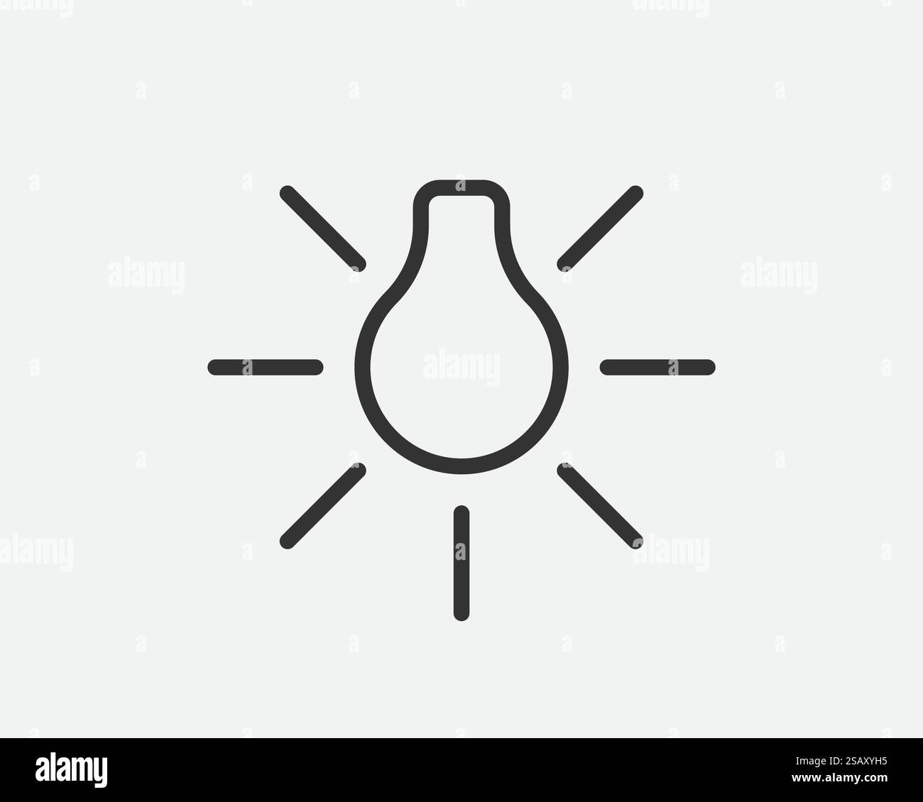 Dimmer luminoso Icon linea piatta e di tendenza. Segnale risparmio energia lampada elettrica.. Dimmer luminoso linea Icon design alla moda. Segnale di risparmio energetico della lampada elettrica. Stile piatto bianco e nero. Illustrazione Vettoriale