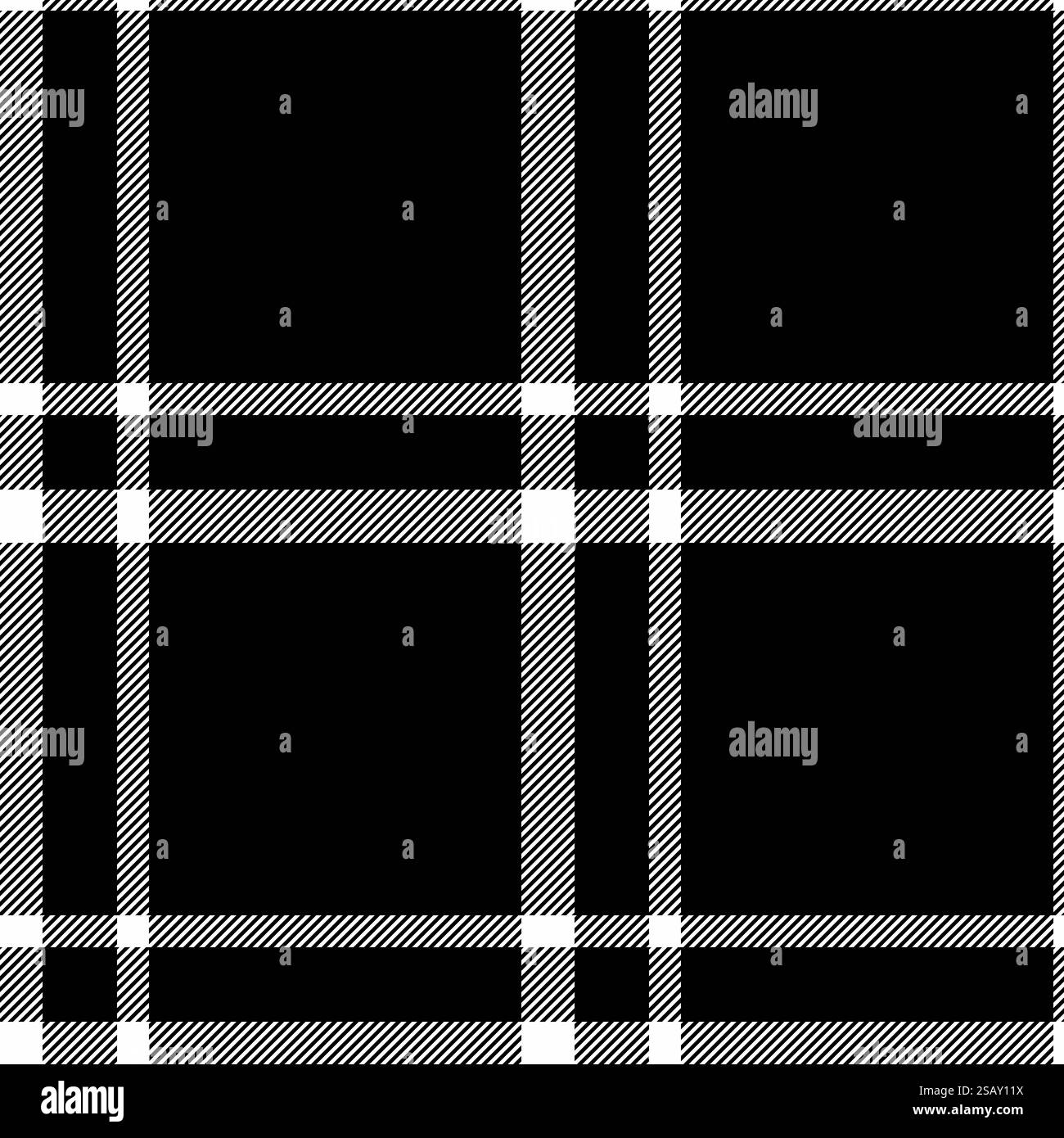 Motivo a trama tartan in pelliccia, elegante tessuto di sfondo senza cuciture. Tessuto decorativo a quadri vettoriali con tavolozza di colori bianco e nero. Illustrazione Vettoriale
