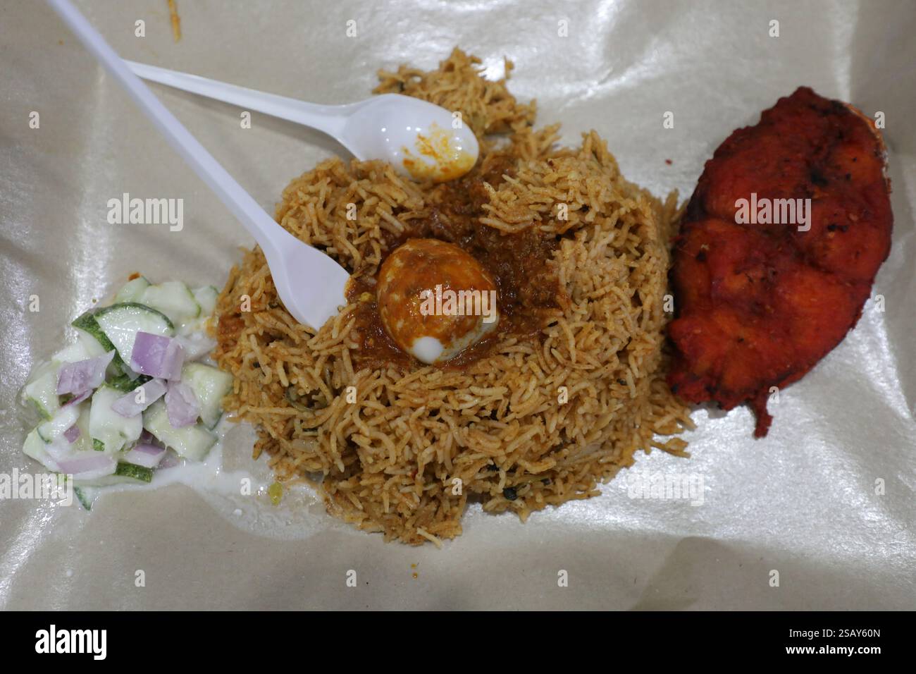 Biryani di pesce a Little India, Singapore Foto Stock
