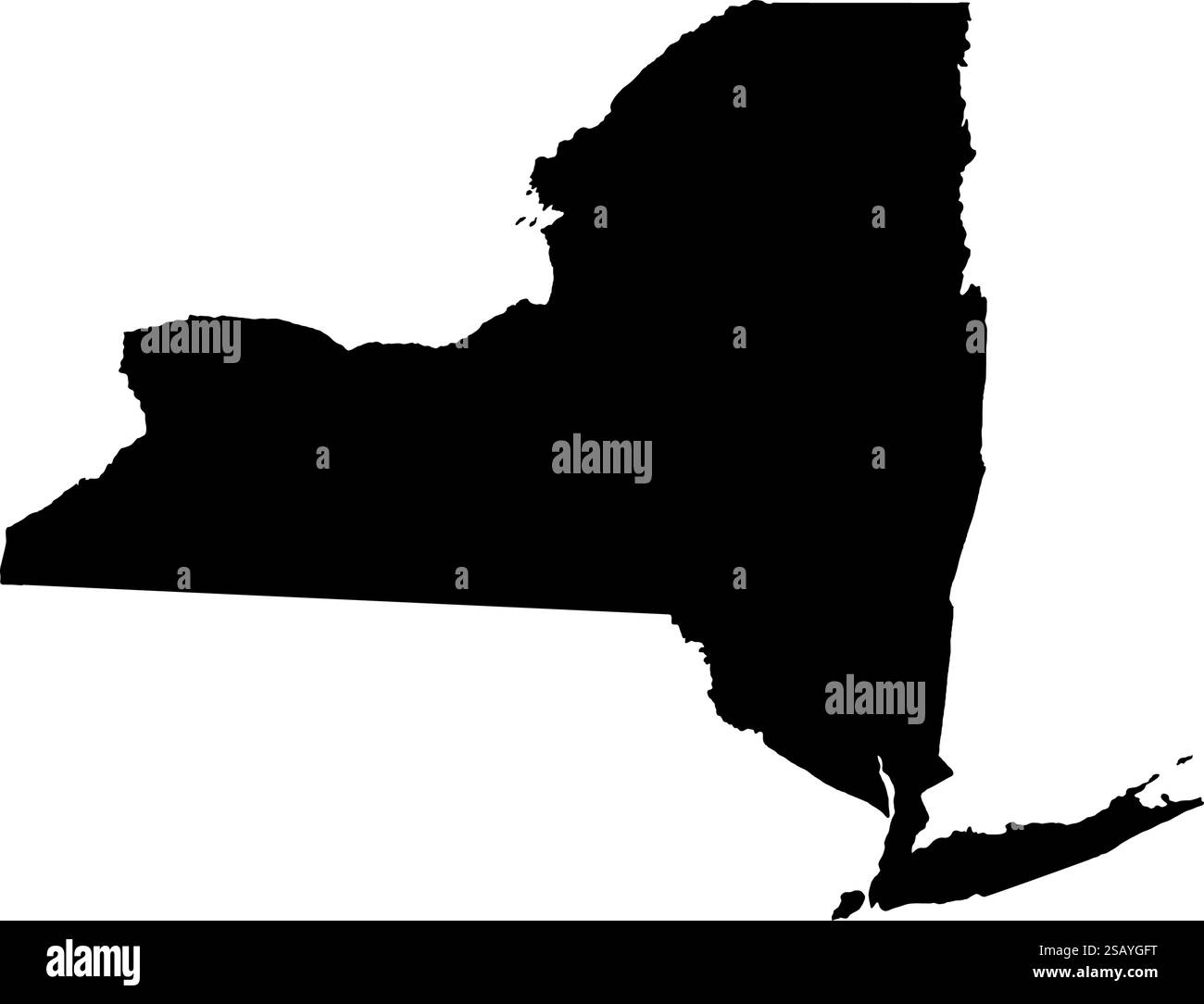 Illustrazione vettoriale della silhouette della mappa dello stato di New York Illustrazione Vettoriale