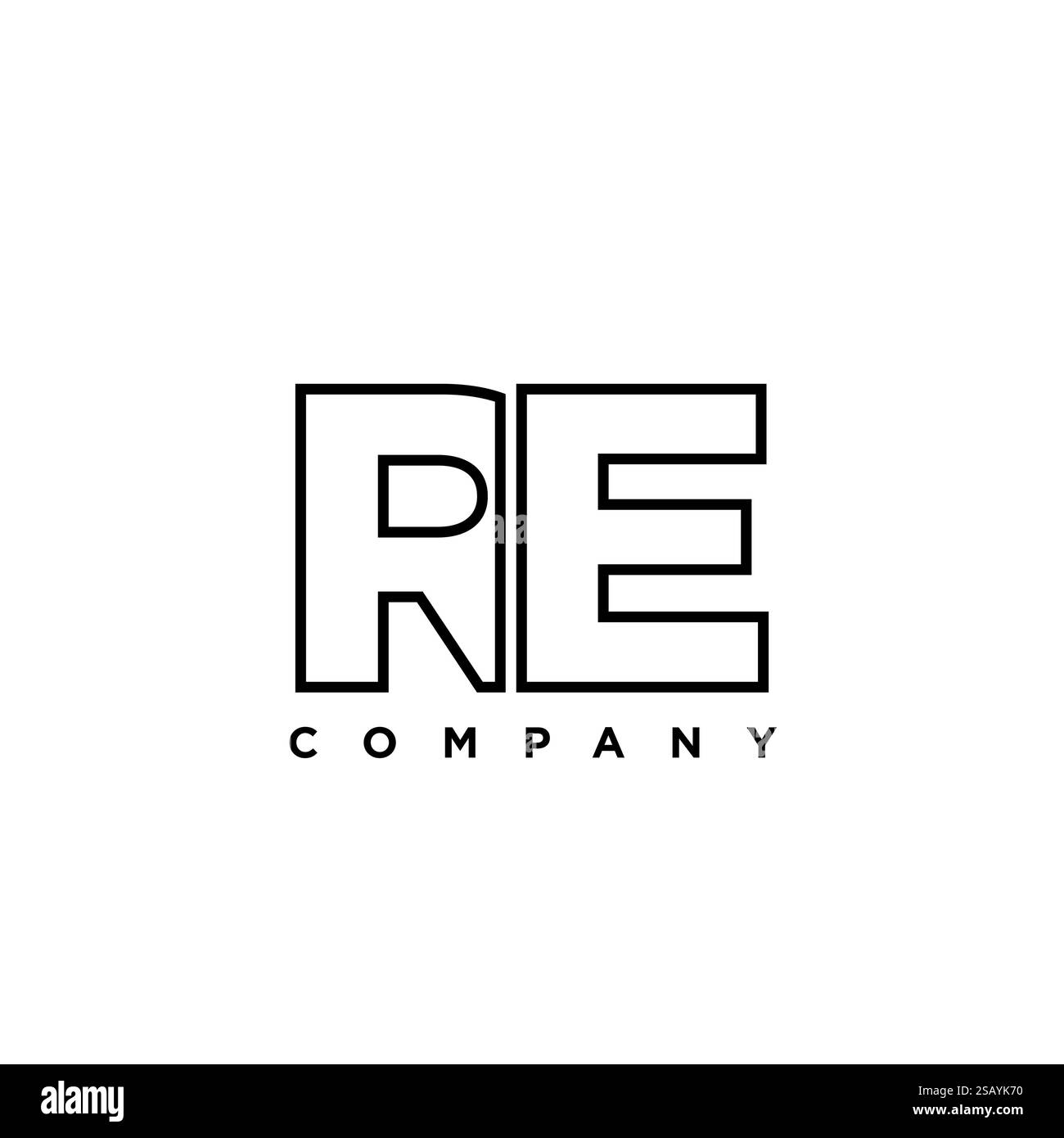 Modello di design Letter R ed e, RE. Logotipo minimo basato su un monogramma iniziale per l'identità dell'azienda. Illustrazione Vettoriale