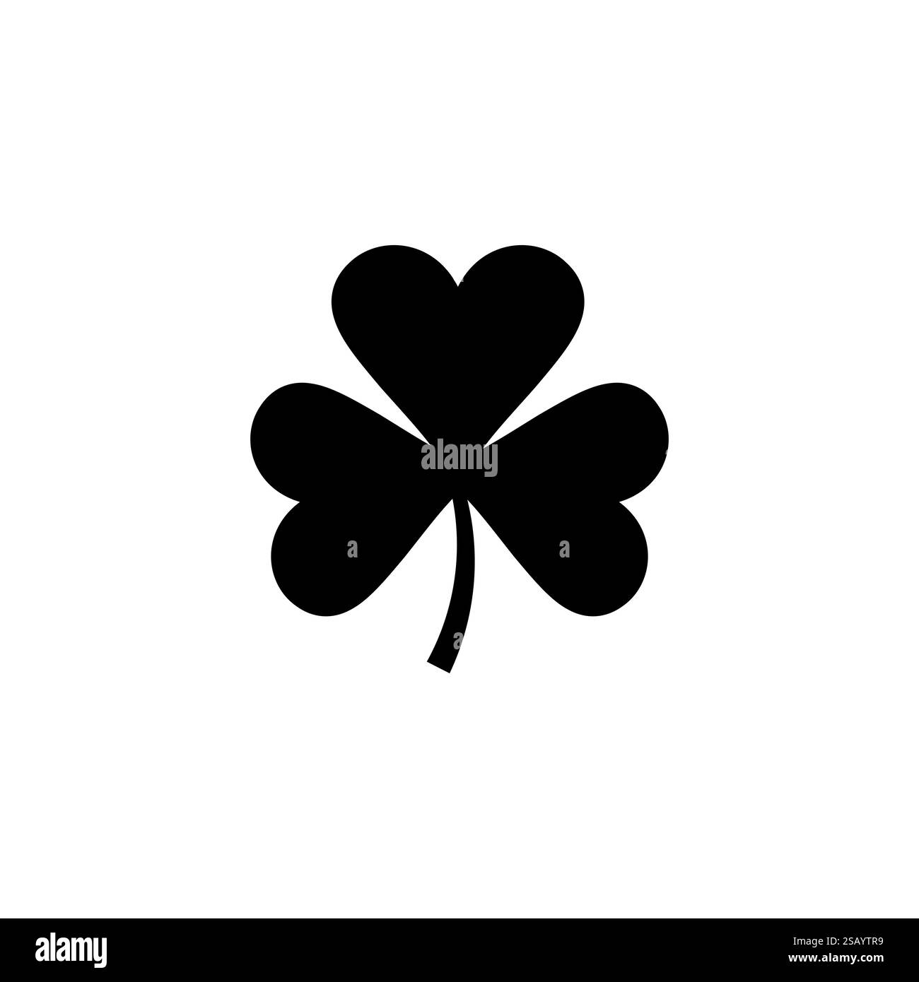 Quadrifoglio di Irish shamrock nero vettoriale isolato su sfondo bianco Illustrazione Vettoriale