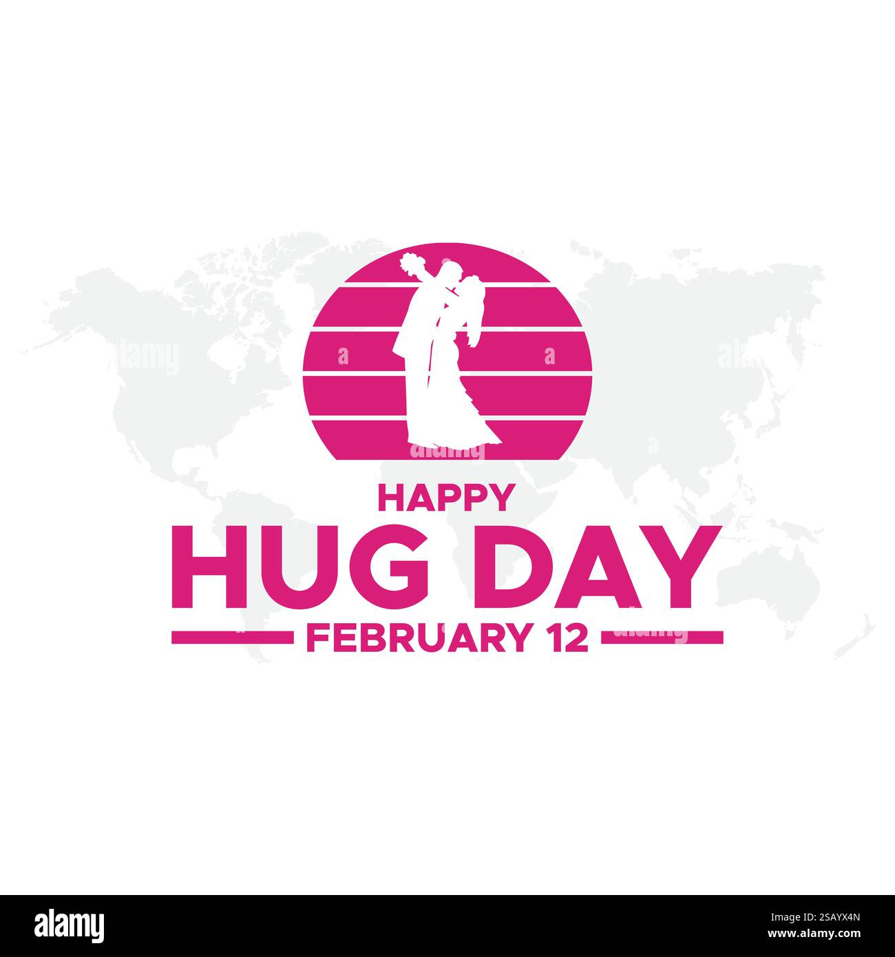 Buon giorno di abbraccio. 12 febbraio abbraccio giorno, San Valentino abbraccio giorno lettering frase segno arte vettoriale. Isolato su sfondo bianco. Illustrazione Vettoriale