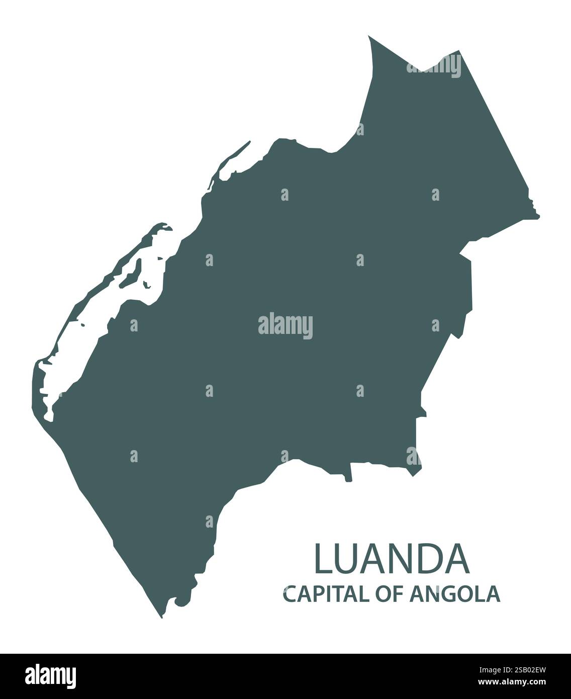 Luanda capitale mappa dell'Angola illustrazione grigia silhouette Illustrazione Vettoriale