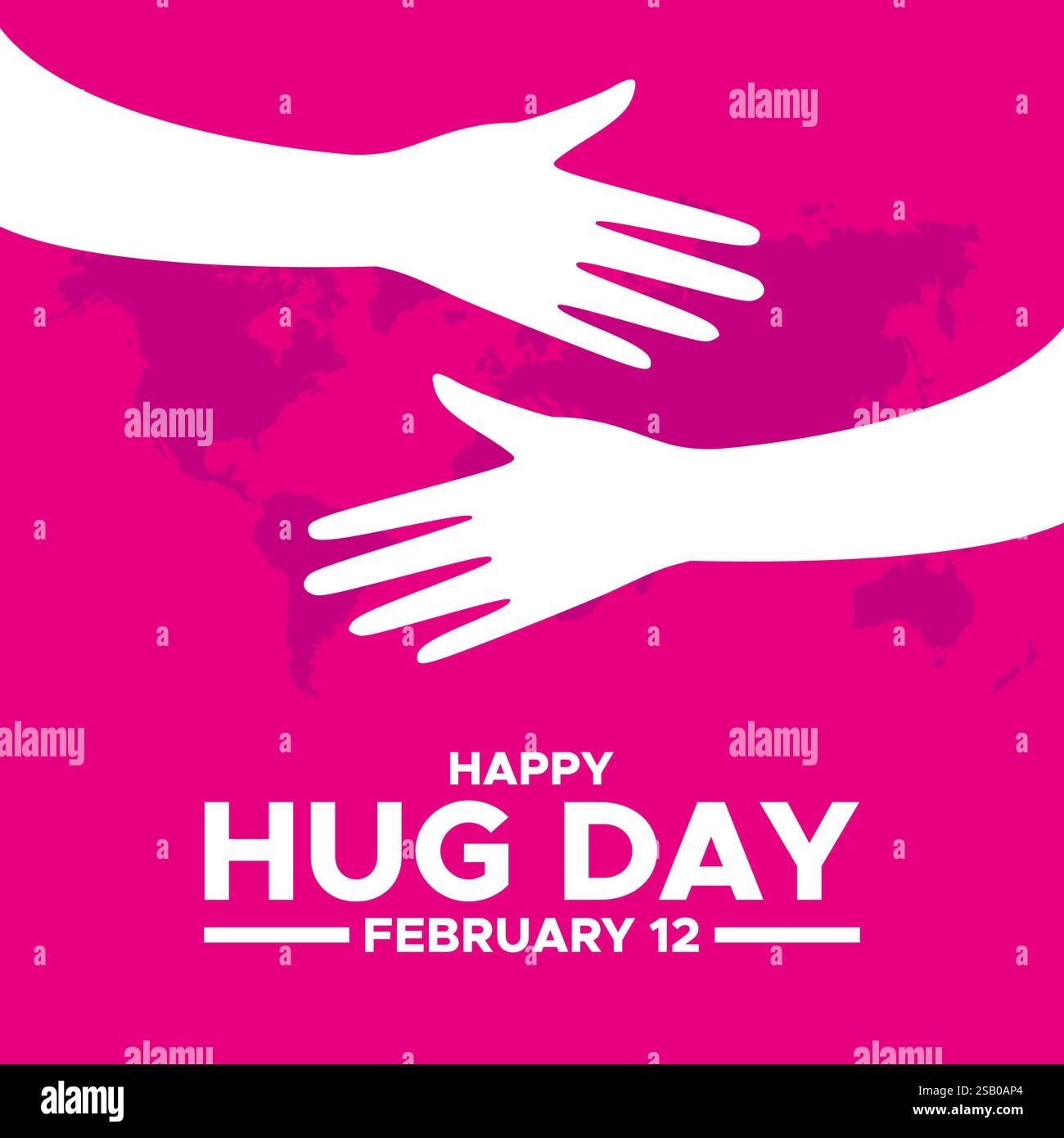 Buon giorno di abbraccio. 12 febbraio abbraccio giorno, San Valentino abbraccio giorno lettering frase segno arte vettoriale. Isolato su sfondo bianco. Illustrazione Vettoriale