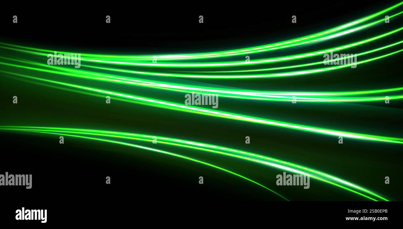 Strisce di velocità brillanti. Tracce di movimento di un'auto. Illuminazione notturna della città con esposizione prolungata. Vettore. Illustrazione Vettoriale