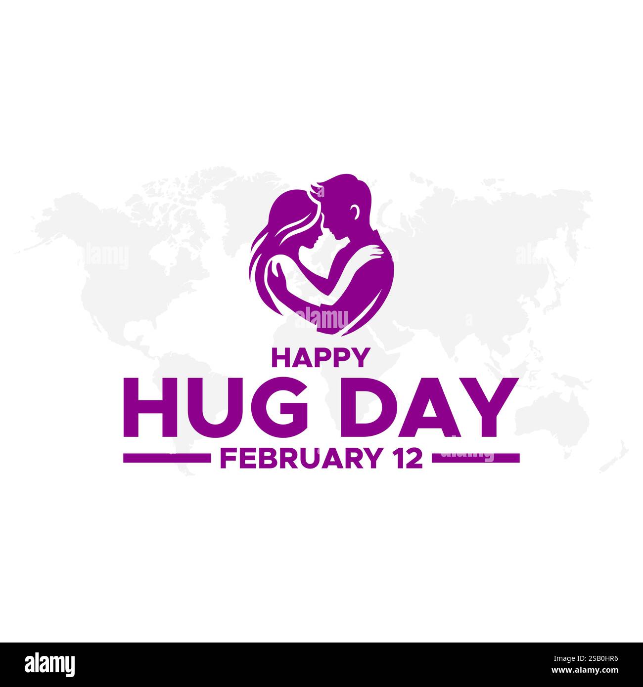 Buon giorno di abbraccio. 12 febbraio abbraccio giorno, San Valentino abbraccio giorno lettering frase segno arte vettoriale. Isolato su sfondo bianco. Illustrazione Vettoriale