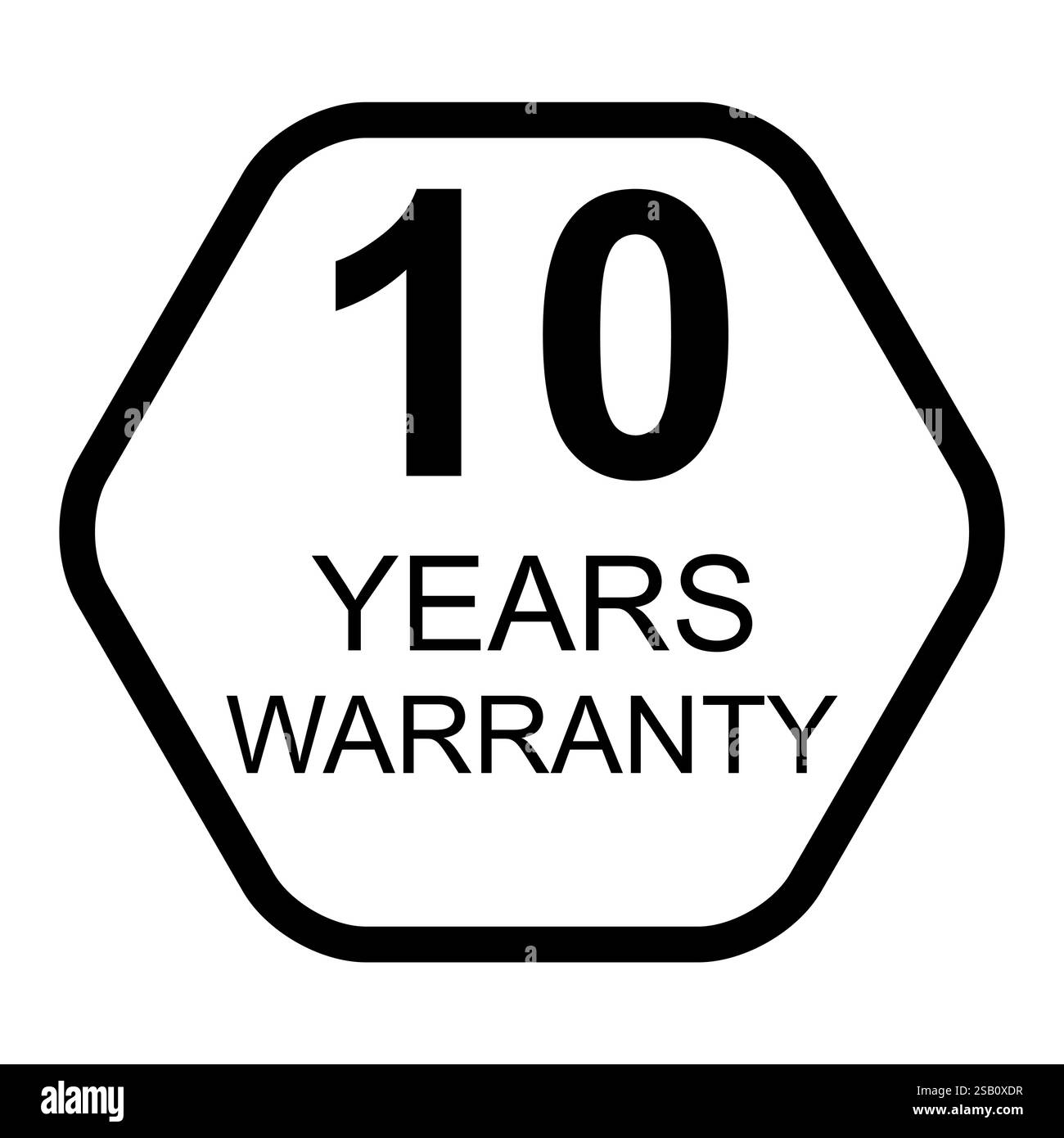 Icona di garanzia di dieci anni, simbolo distintivo sigillo certificato di garanzia firma del cliente, timbro immagine vettoriale . Illustrazione Vettoriale