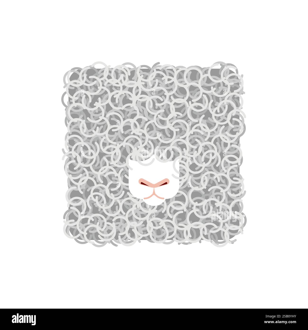 Forma quadrata di pecora. cartone animato sugli animali da fattoria Illustrazione Vettoriale