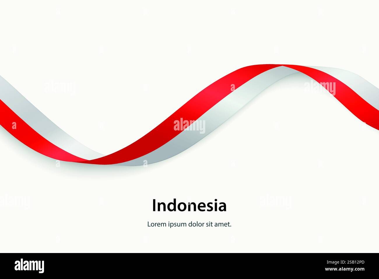 Bandiera indonesiana sul nastro ondulato. Modello per il giorno dell'indipendenza Illustrazione Vettoriale
