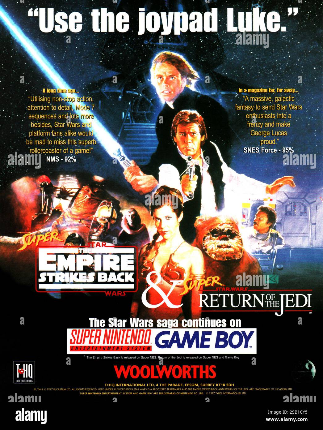 1997 Regno Unito Star Wars: The Empire Strikes Back & Star Wars: Return of the Jedi su Super Nintendo Gameboy video Games di LucasArts - venduto a Woolworth Foto Stock