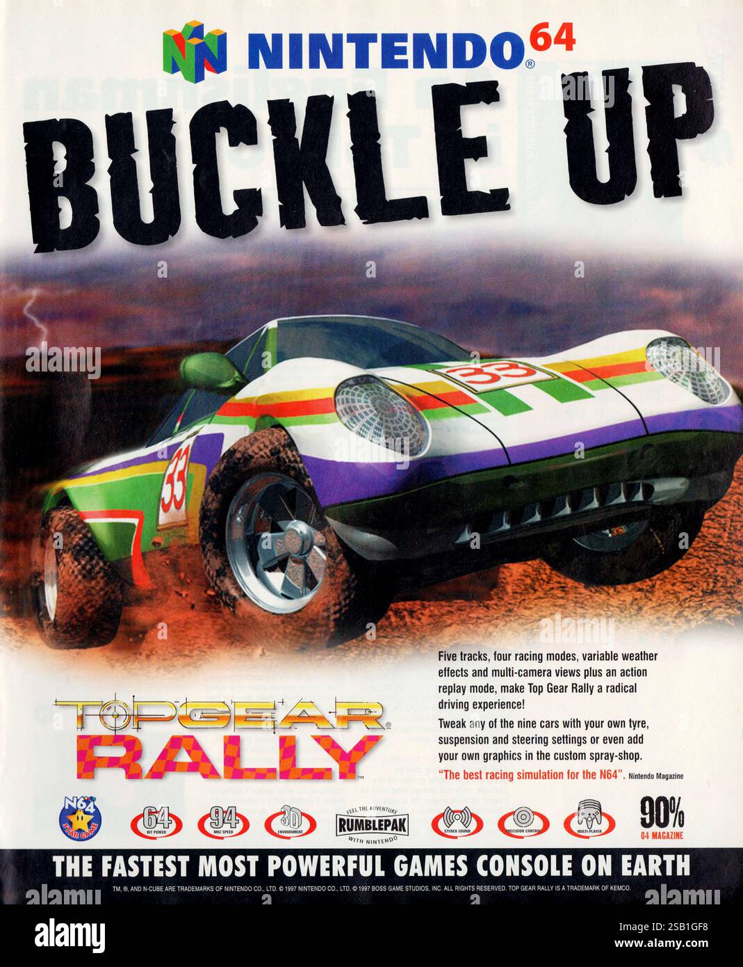 1997 UK Top Gear Rally - videogioco di corse sviluppato da Boss Game Studios, pubblicato per Nintendo 64 Foto Stock