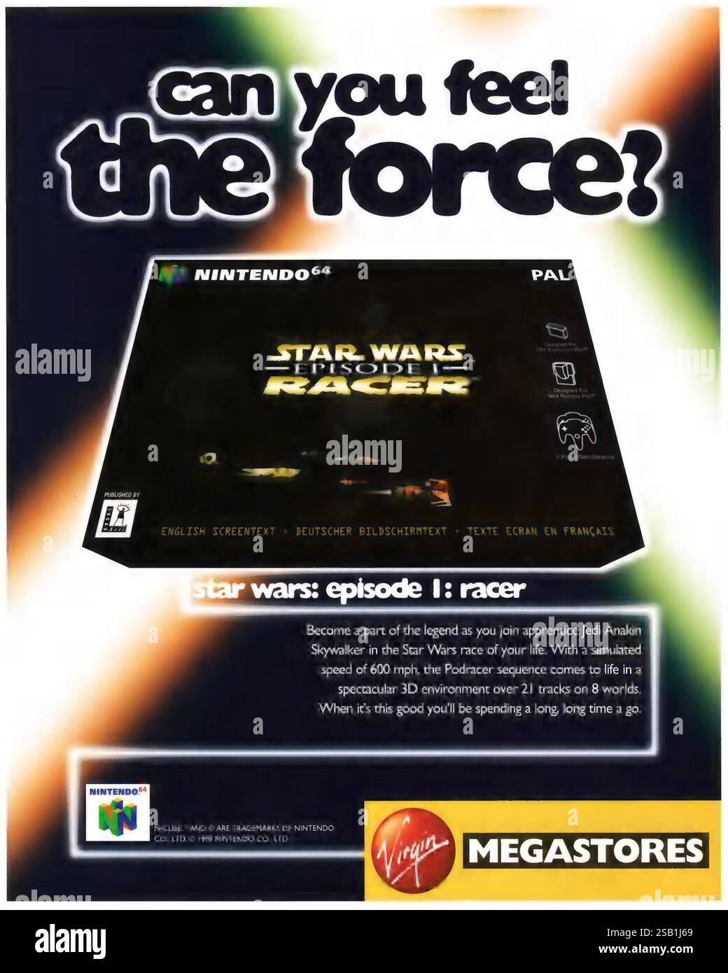 1999 UK LucasArts Star Wars Episode 1 Racer Video Game venduto in Virgin megastores Foto Stock