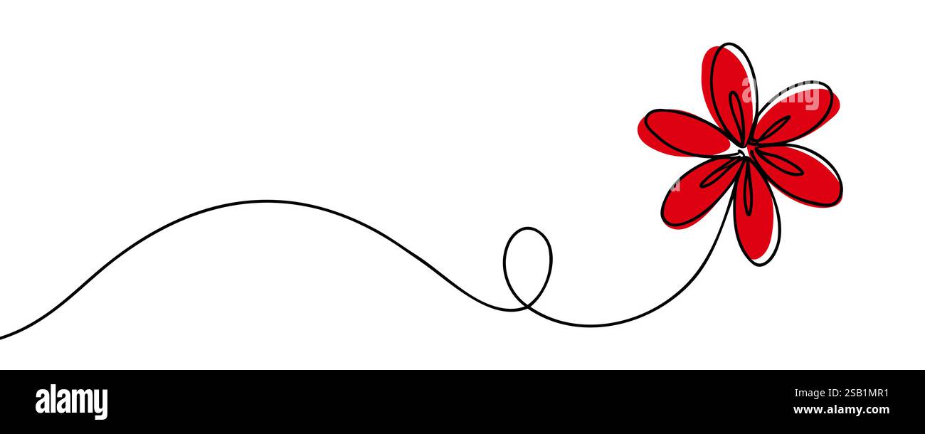 Il fiore è disegnato come una linea continua. Illustrazione vettoriale Illustrazione Vettoriale
