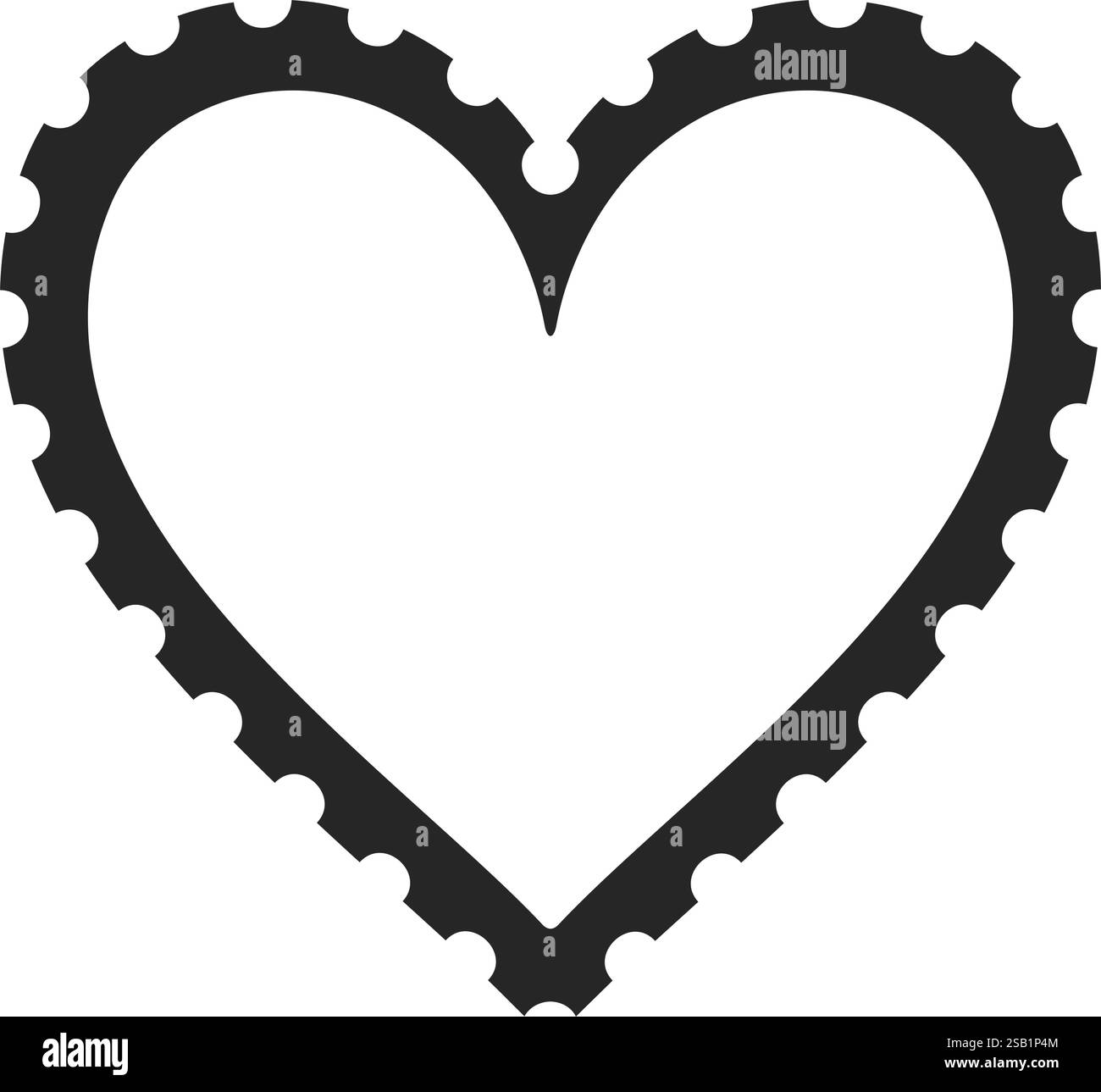 Francobollo a forma di cuore per lettere d'amore come vettore bianco e nero Illustrazione Vettoriale