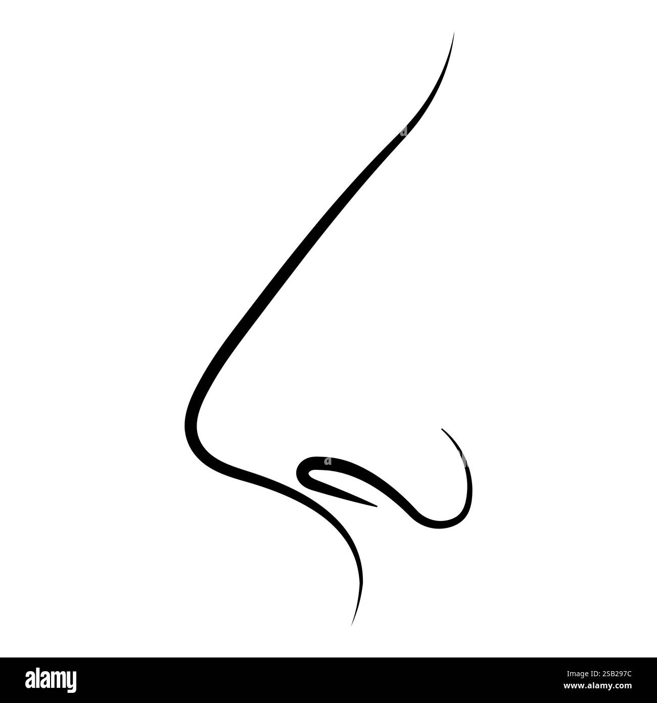 Profilo del naso umano in bianco e nero, vista laterale Illustrazione Vettoriale