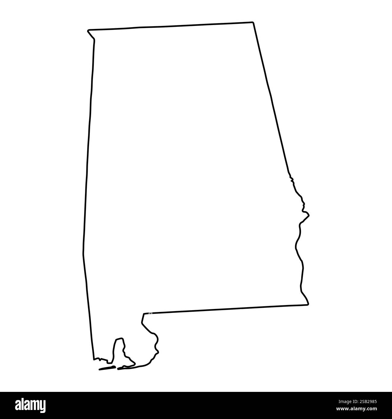 Mappa generale dello stato meridionale degli Stati Uniti dell'Alabama Illustrazione Vettoriale