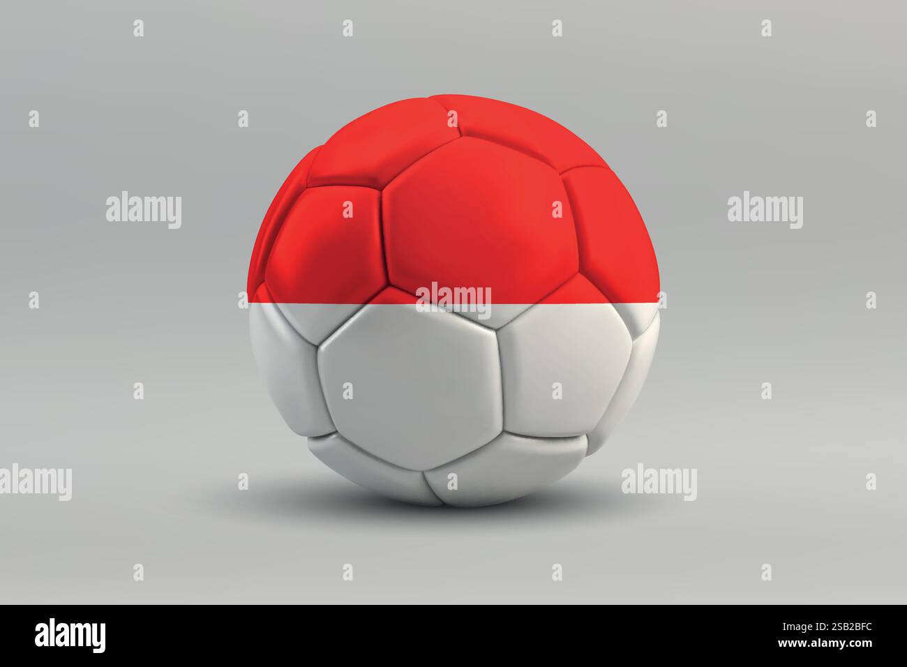 Palla da calcio indonesiana con bandiera nazionale su sfondo grigio Illustrazione Vettoriale