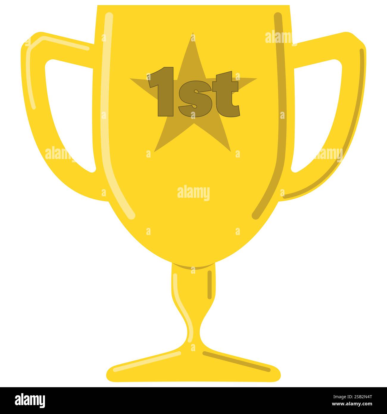 Golden 1st Place Trophy, premio per aver vinto il primo posto isolato su sfondo bianco Illustrazione Vettoriale