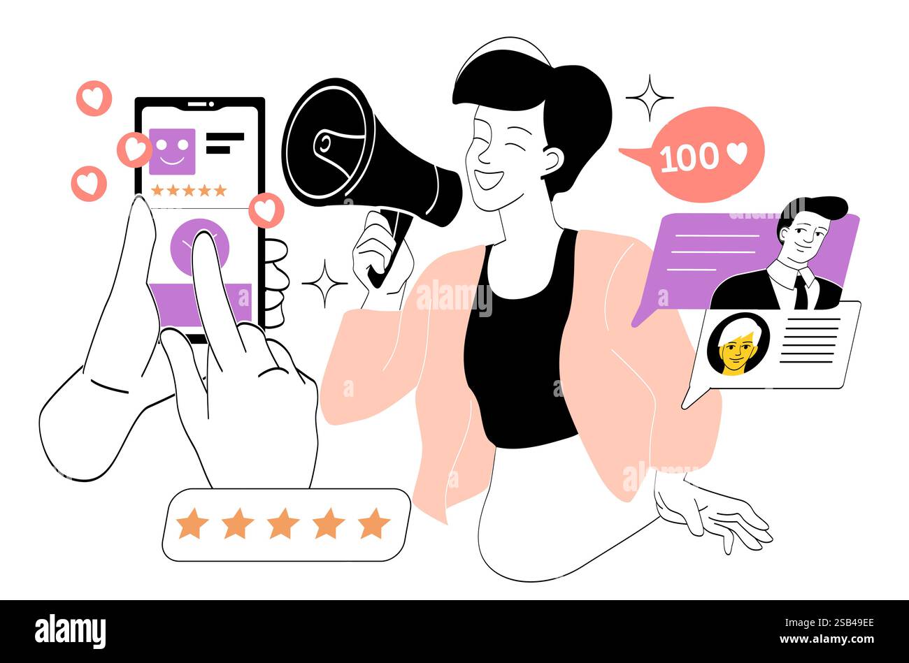 Concetto di social media marketing. Illustrazione vettoriale Illustrazione Vettoriale