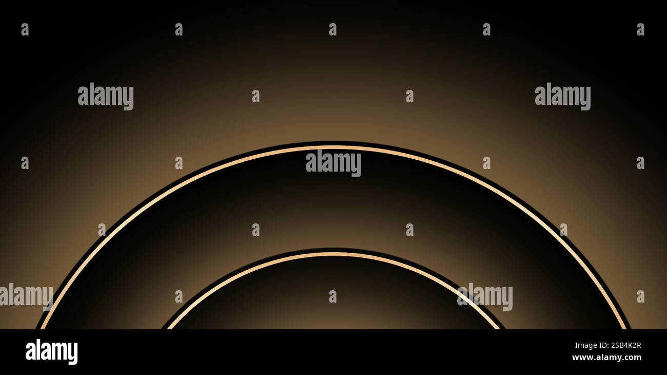 linee radiali sfondi di oscurità astratti con cerchi dorati per banner di siti web, cartelloni aziendali, cartelloni pubblicitari Illustrazione Vettoriale
