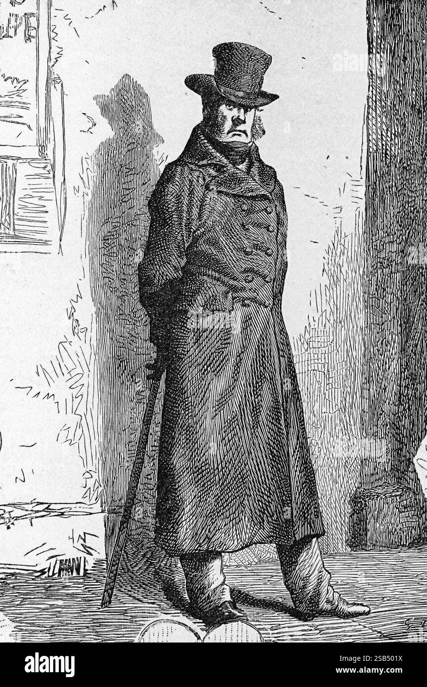 Javert – illustrazione dalla pubblicazione originale di Les Misérables, dopo un dipinto di Gustave Brion Foto Stock