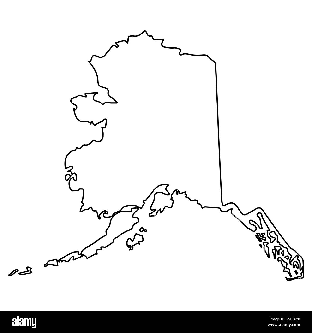 Mappa generale dell'Alaska, Stati Uniti Stati Uniti Nord America Illustrazione Vettoriale
