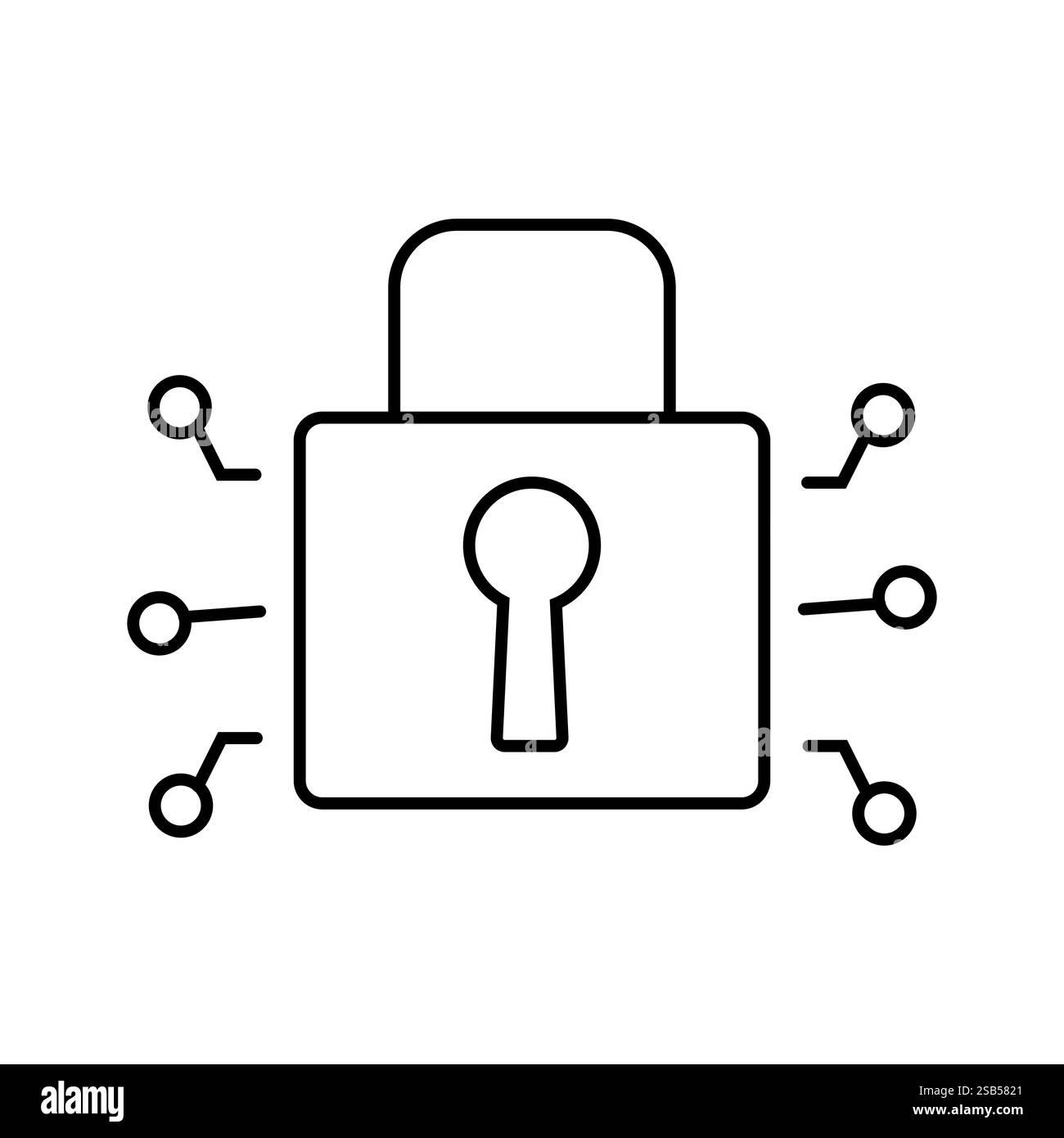 Un lucchetto digitale illustra il concetto di cybersicurezza, simboleggiando la protezione dei dati e l'accesso sicuro alle informazioni nell'attuale tecnologia Illustrazione Vettoriale