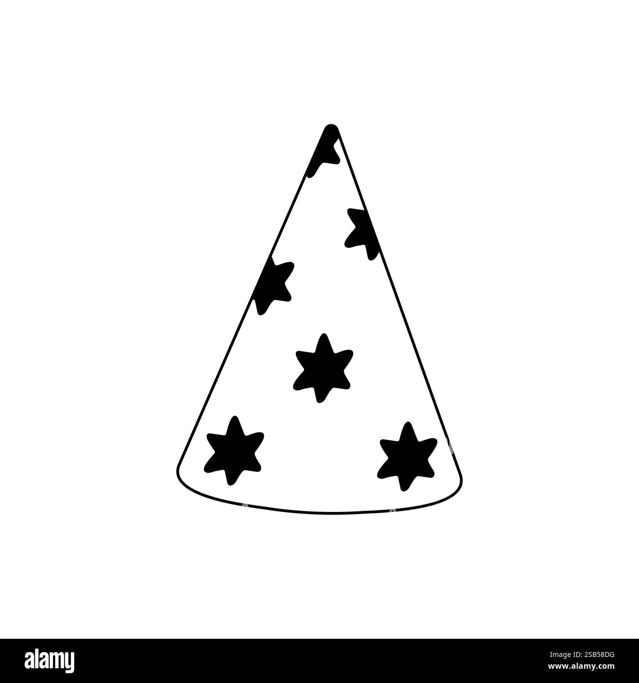 Questo cappello da festa presenta un divertente motivo a stella, perfetto per feste di compleanno e celebrazioni. Un accessorio classico per le feste. Illustrazione Vettoriale