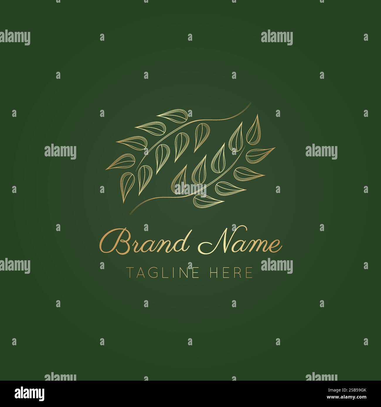 Presenta un elegante logo in oro e verde Illustrazione Vettoriale