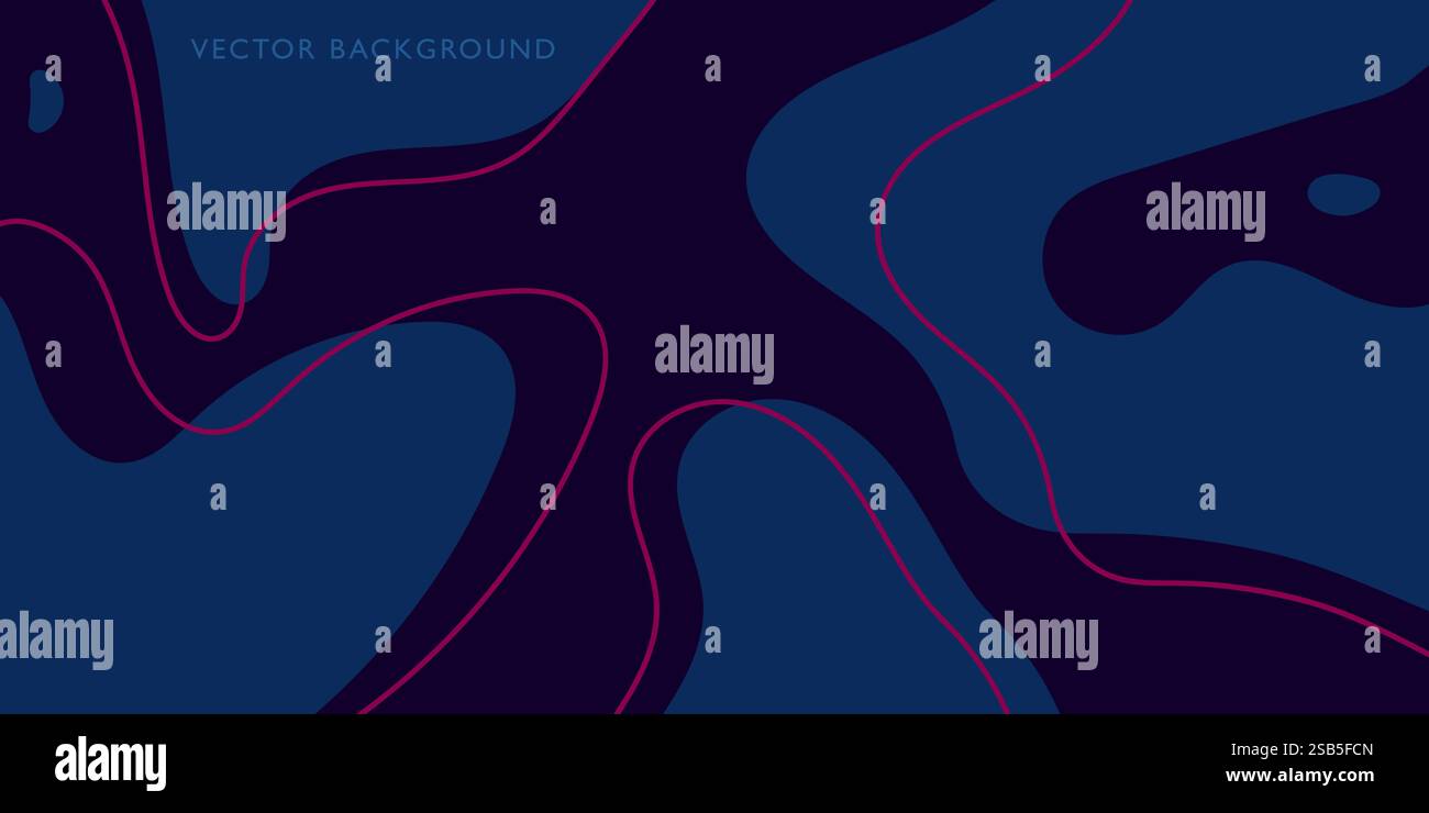 Questo sfondo astratto presenta una miscela di sfumature blu e rosa con linee intricate che attraversano la composizione. Le linee creano un senso di movimento Illustrazione Vettoriale