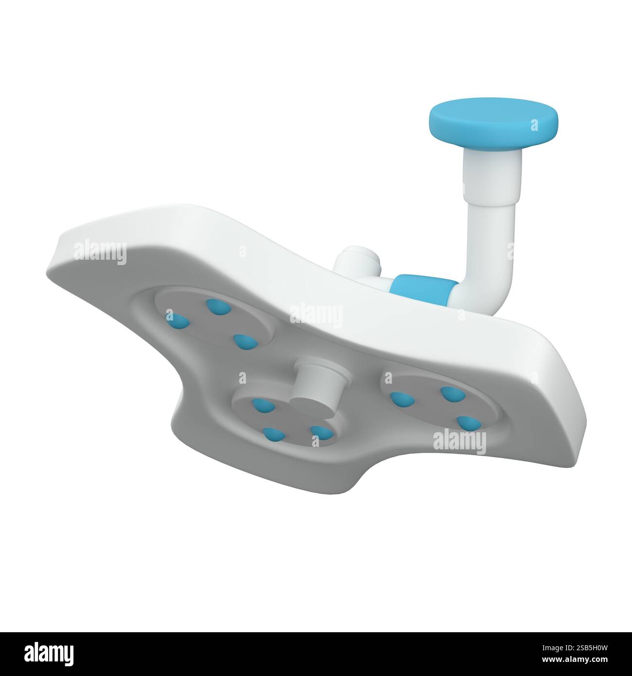 Lampada chirurgica stilizzata su sfondo bianco, rendering 3d. Foto Stock