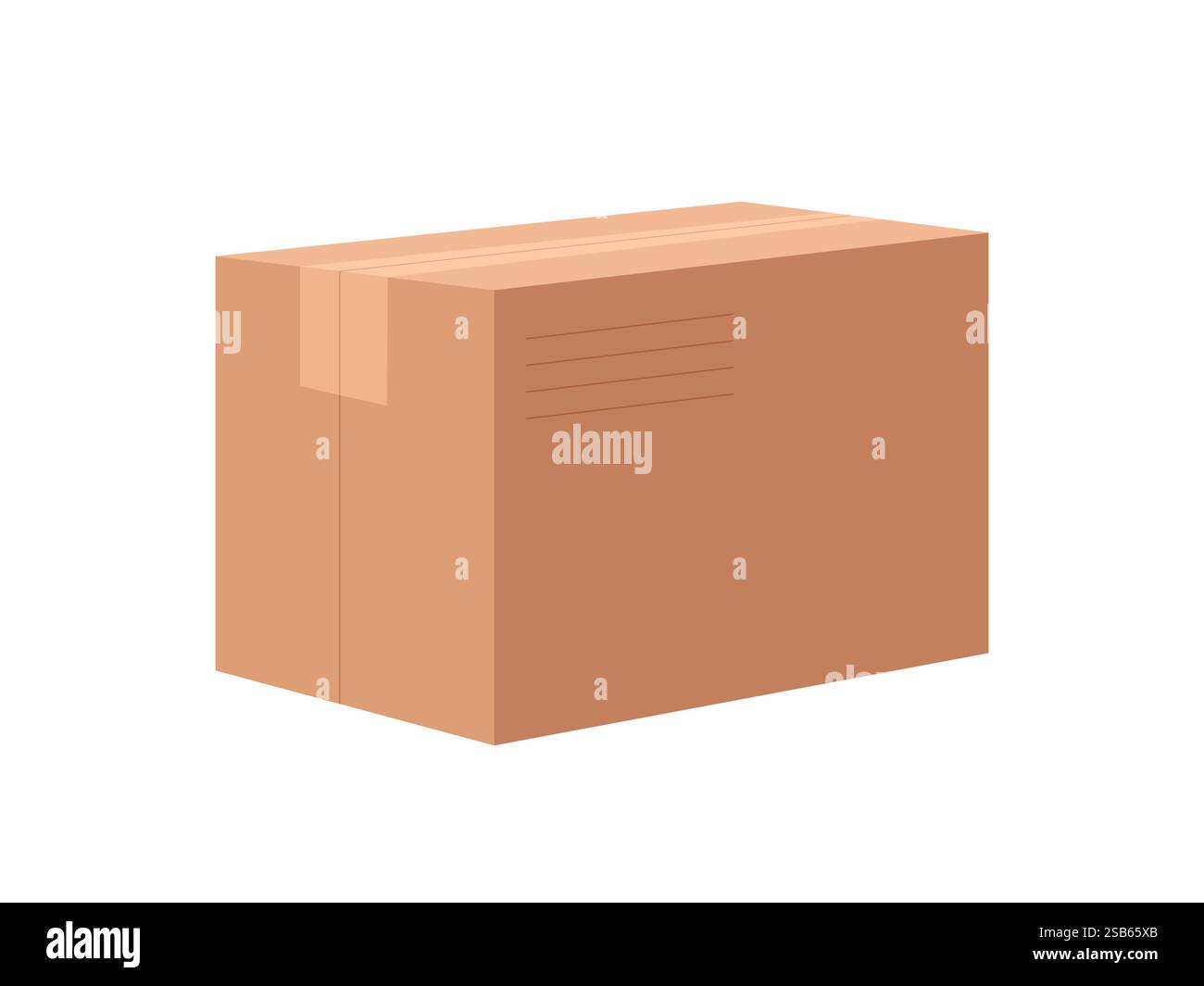 Questa scatola di cartone semplice è ideale per il confezionamento e la spedizione di articoli. Il suo design semplice supporta un'ampia gamma di utilizzi per lo stoccaggio e il trasporto in varie situazioni Illustrazione Vettoriale