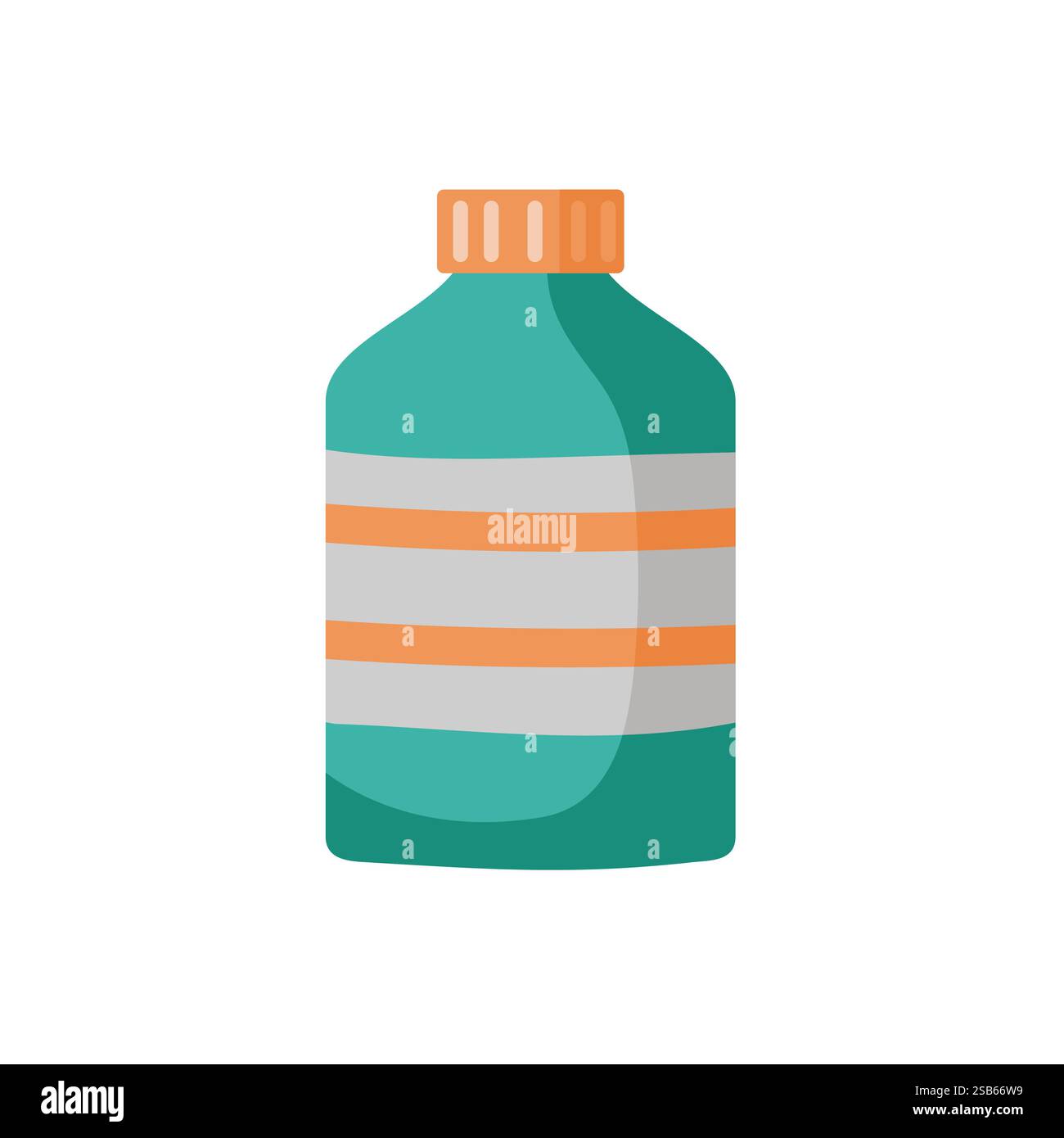 Il biberon color tè presenta strisce arancioni intorno al corpo, progettate per conservare varie bevande o liquidi. La sua struttura semplice e i colori distintivi m Illustrazione Vettoriale