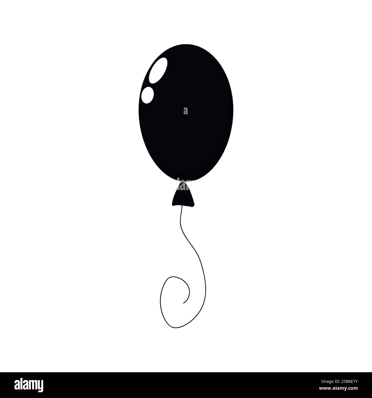 Un semplice palloncino nero è delicatamente fluttuante, ideale per aggiungere un tocco di eleganza all'arredamento delle feste o alle feste. Illustrazione Vettoriale