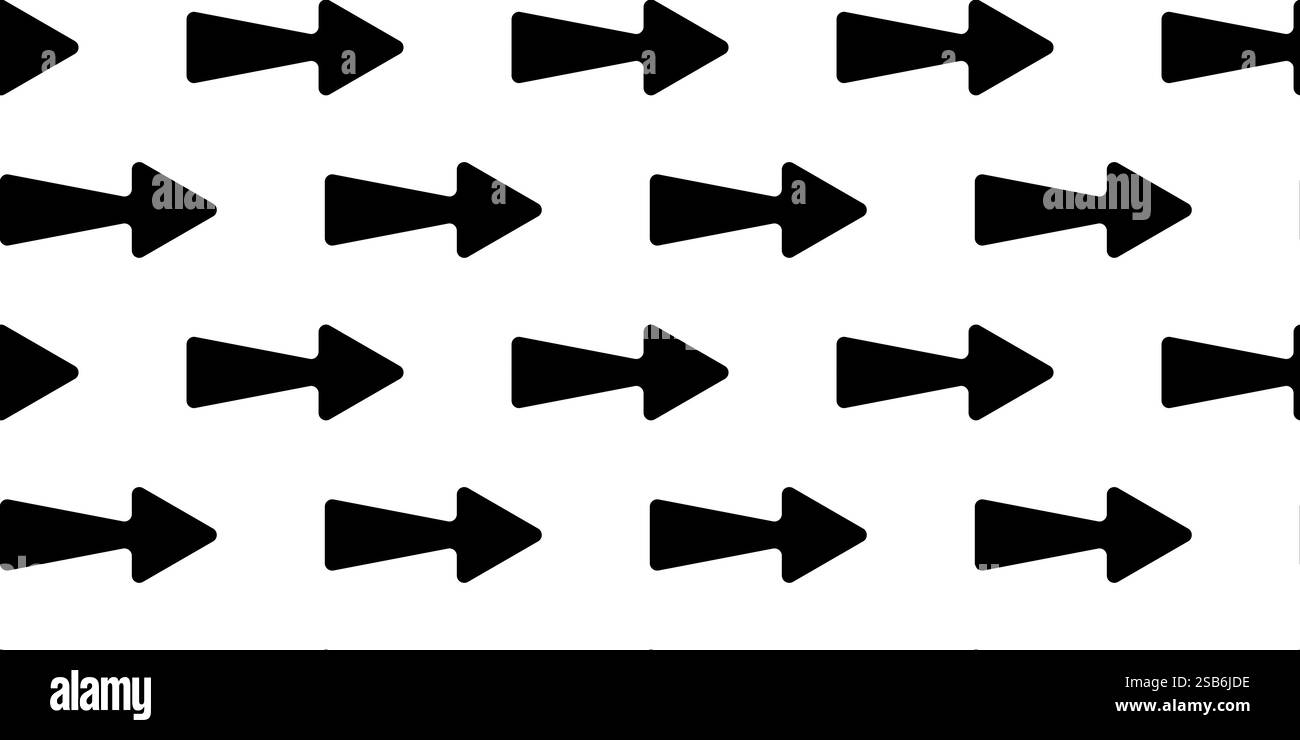 I motivi delle frecce nere puntano nella stessa direzione, creando un design accattivante su uno sfondo bianco. Illustrazione Vettoriale