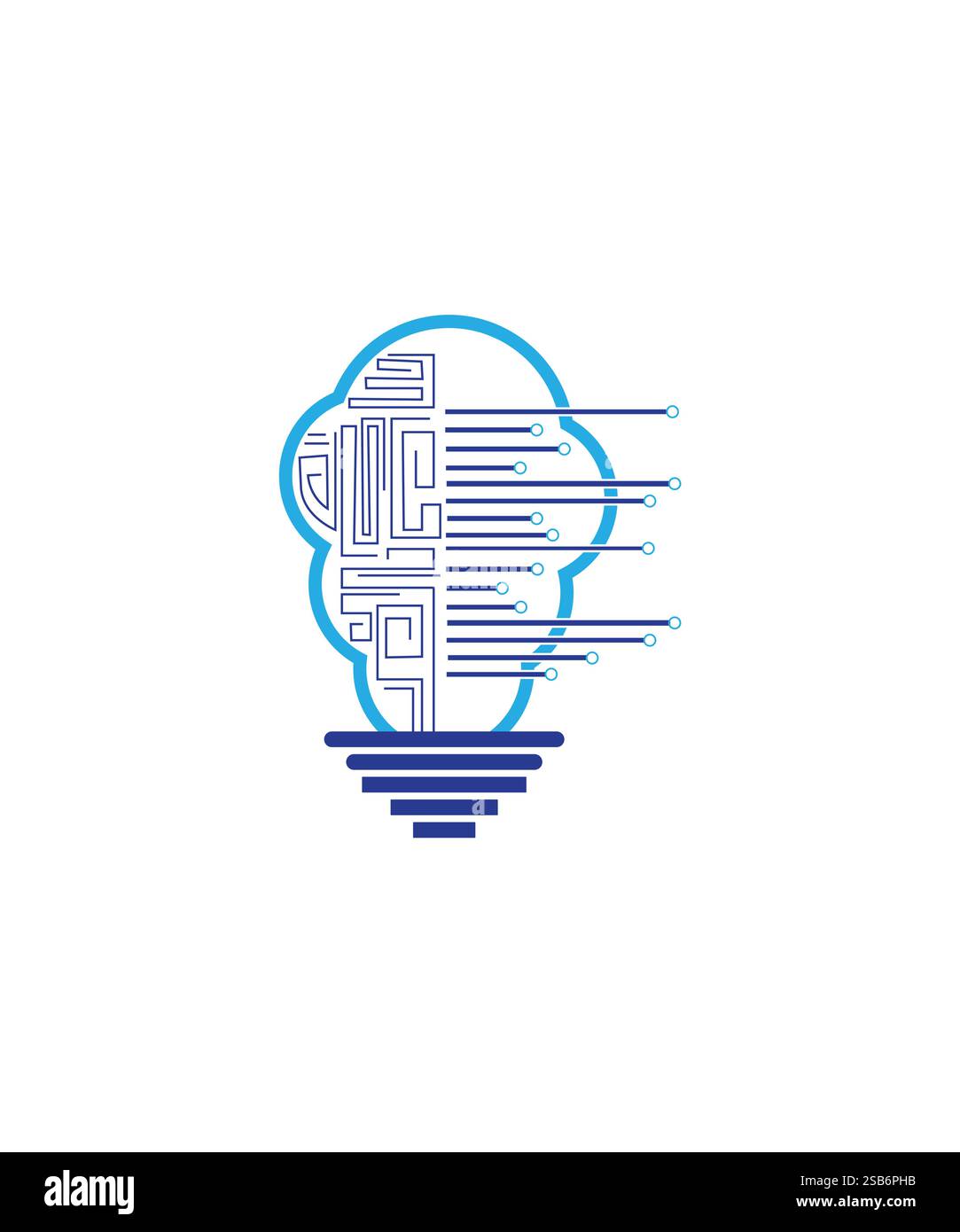 logo brain tech icona vettoriale, logo tecnologia lampadina, illustrazione vettoriale Illustrazione Vettoriale