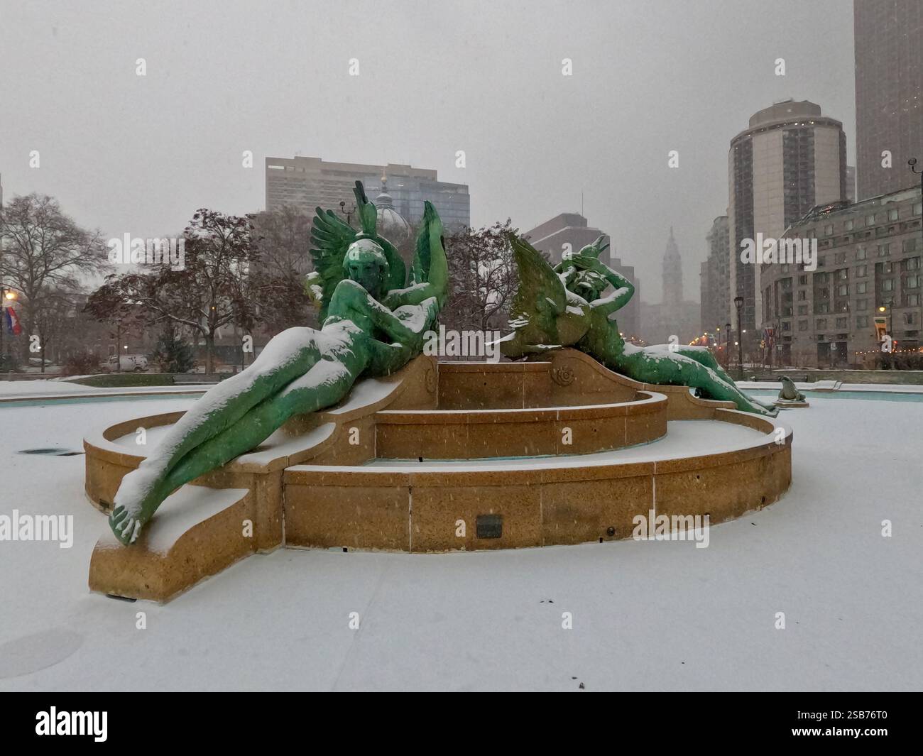 Indossa la fontana Swann Memorial in Logan Square a Filadelfia. Foto Stock