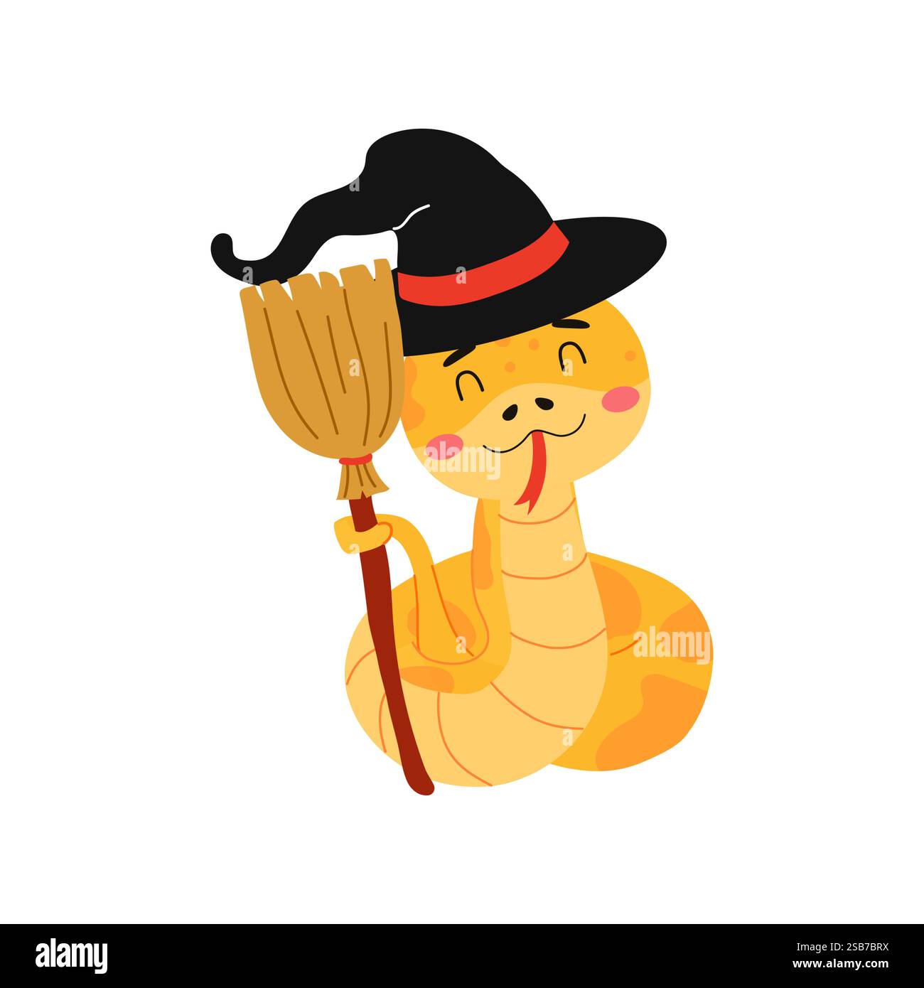 Snake Witch with Broom per Halloween Illustrazione Vettoriale