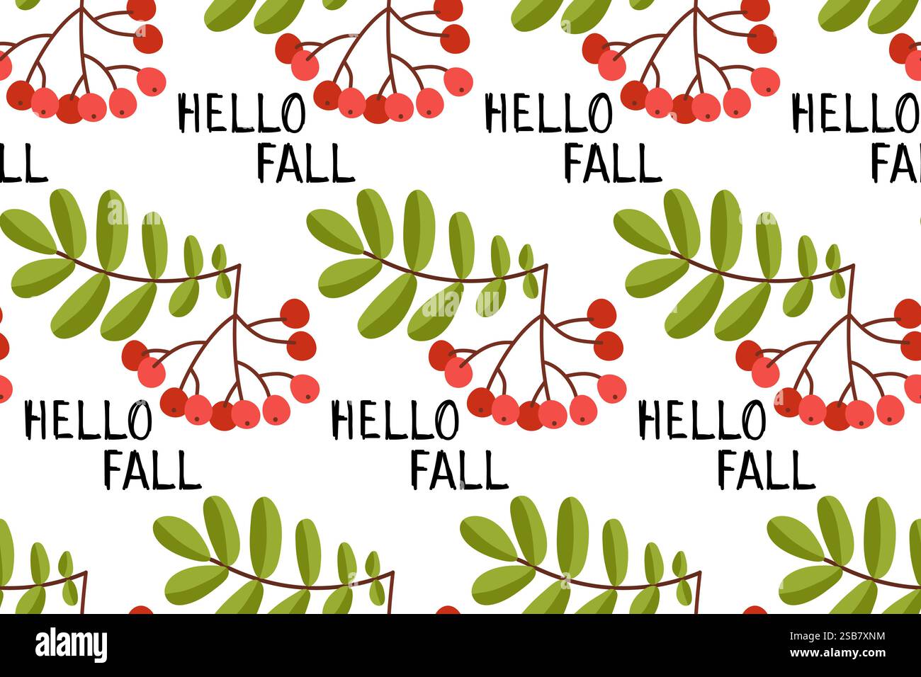 Ciao Fall Berries and Branches Pattern Illustrazione Vettoriale