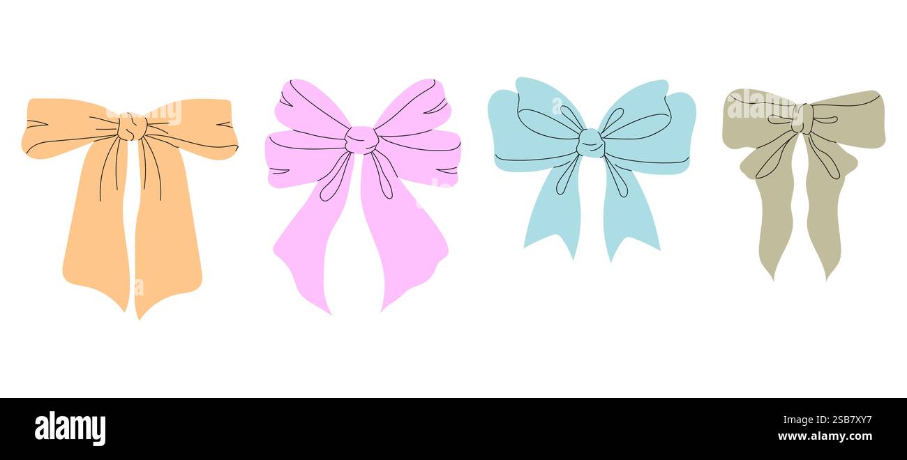 Festa di nozze con quattro Bows colorati Illustrazione Vettoriale